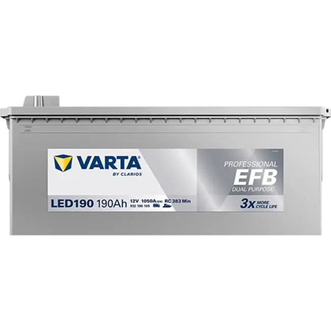 Varta LED190 accu 12 volt 190 ah Dual Purpose EFB