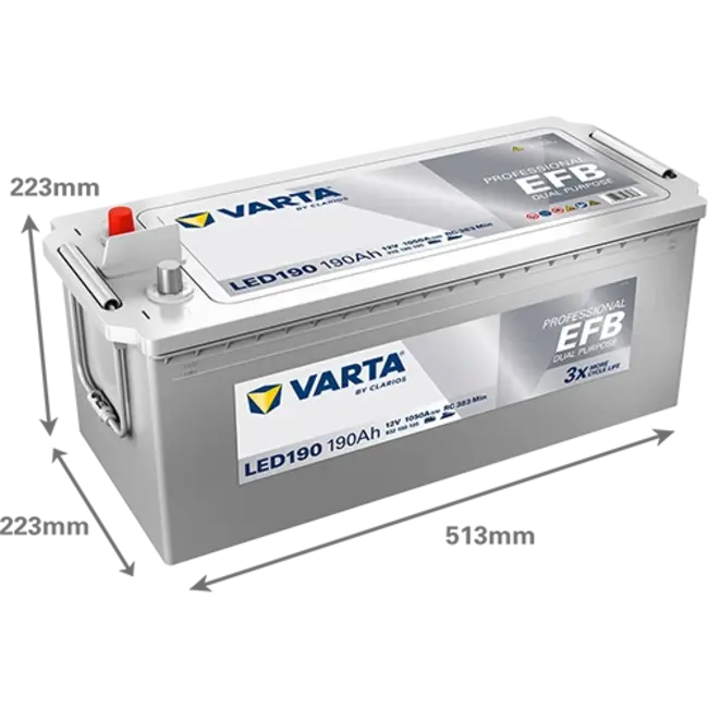 Varta LED190 accu 12 volt 190 ah Dual Purpose EFB