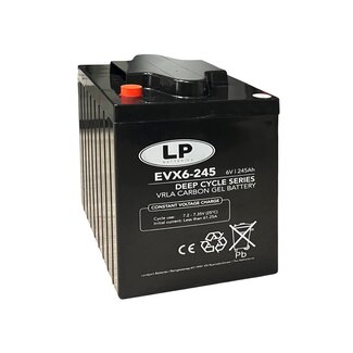 Landport (LP) 6 volt 245 ah type EVX 6-245 AGM Deep Cycle accu