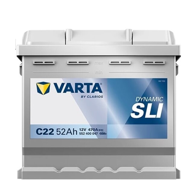 Varta Auto accu 12 volt 52 Ah SLI Dynamic type C22