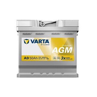 Varta Auto accu 12 volt 50 Ah AGM Dynamic 550 901 054 type A9