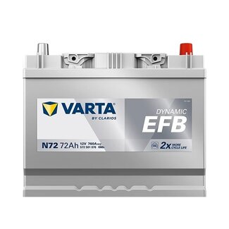 Varta Auto accu 12 volt 72 Ah EFB Dynamic 572 501 076 type N72