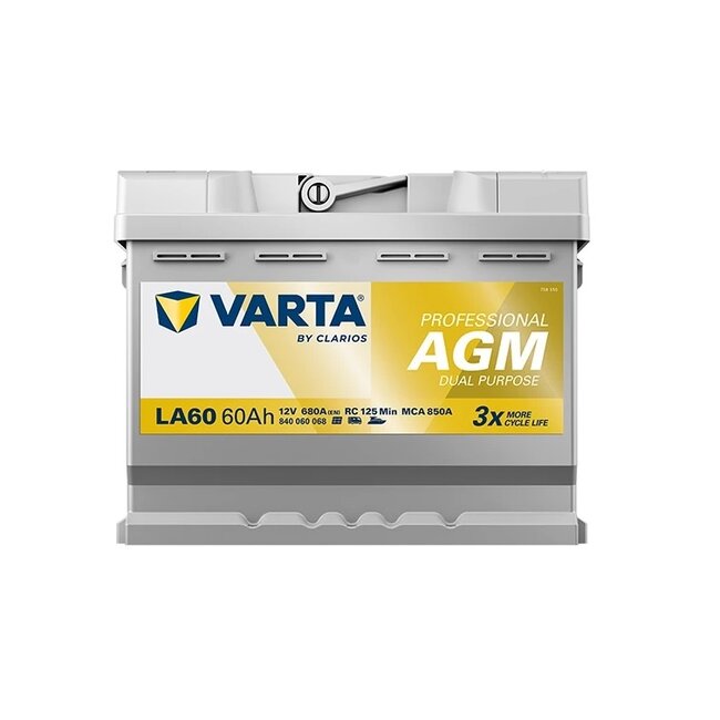 Varta LA60 AGM accu 12 volt 60 ah Dual Purpose