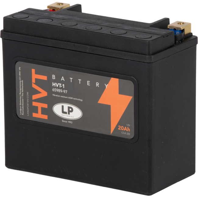 Landport (LP) HVT-1 Harley accu AGM 12 volt 20 ah (MH HVT-1) met de + rechts voor