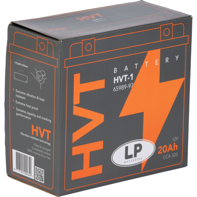 Landport (LP) HVT-1 Harley accu AGM 12 volt 20 ah (MH HVT-1) met de + rechts voor