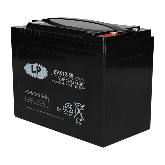 Landport (LP) EVX12055 Deep Cycle 12 v 55 ah AGM / GEL / Carbon technologie accu