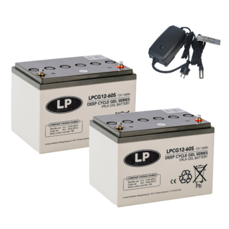 Landport (LP) 2x LPCG12-60 accu's 12 volt 60 ah + 6a Impuls II acculader