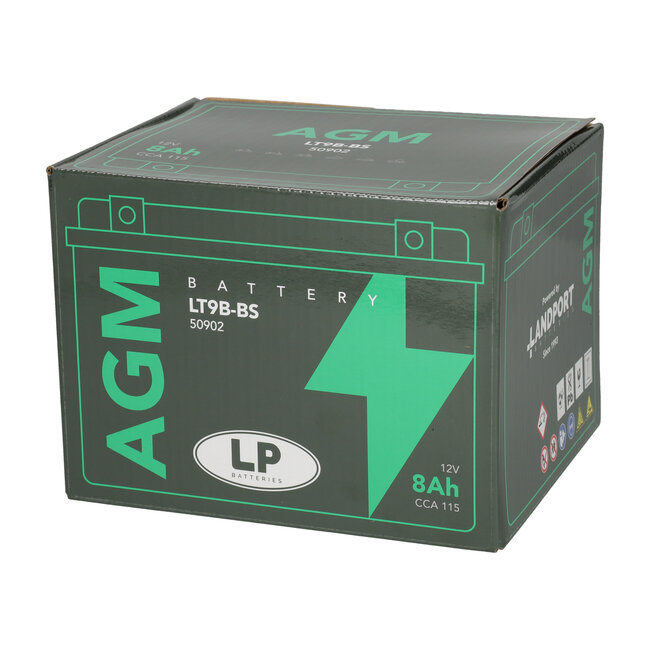 Landport (LP) LT9B-BS 12 volt 8,0 ah AGM motor accu (50902 - YT9B-BS)