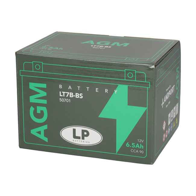 Landport (LP) LT7B-BS 12 volt 6,5 ah AGM motor accu (50701 - YT7B-BS)