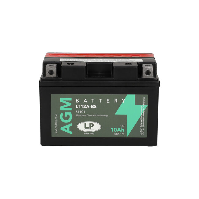 Landport (LP) LT12A-BS 12 volt 10,0 ah AGM motor accu (51101 - YT12A-BS)
