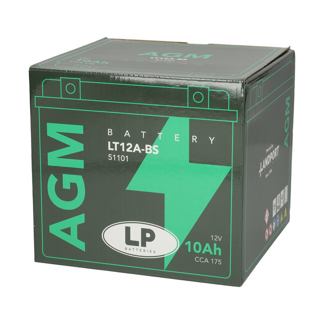 Landport (LP) LT12A-BS 12 volt 10,0 ah AGM motor accu (51101 - YT12A-BS)