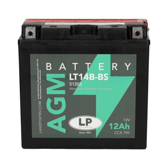 Landport (LP) LT14B-BS 12 volt 12,0 ah AGM motor accu (51203 - YT14B-BS)