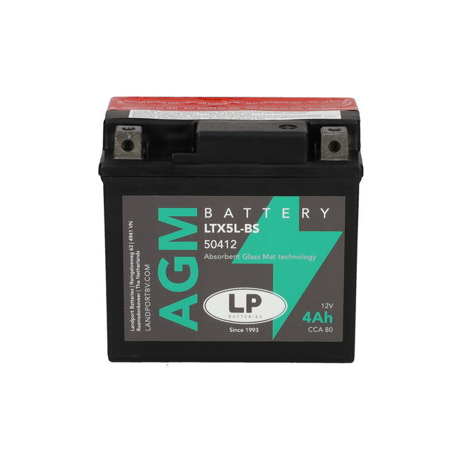Landport (LP) LTX5L-BS 12 volt 4,0 ah AGM motor accu (50412 - YTX5L-BS)