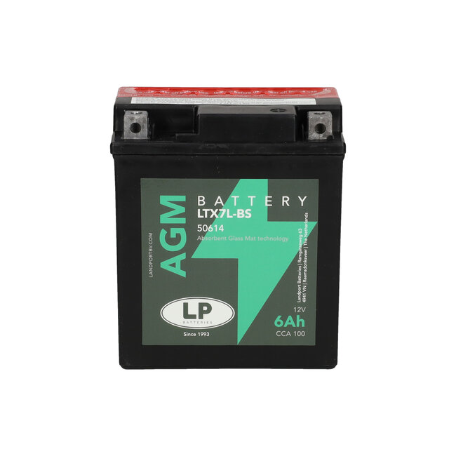 Landport (LP) LTX7L-BS 12 volt 6,0 ah AGM motor accu (50614 - YTX7L-BS)