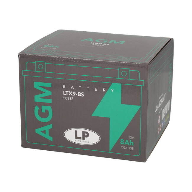 Landport (LP) LTX9-BS 12 volt 8,0 ah AGM motor accu (50812 - YTX9-BS)
