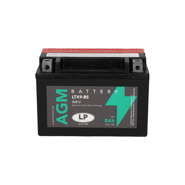 Landport (LP) LTX9-BS 12 volt 8,0 ah AGM motor accu (50812 - YTX9-BS)