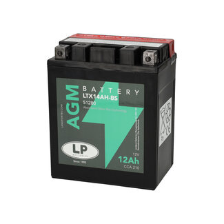 Landport (LP) LTX14AH-BS 12 volt 12 ah AGM motor accu (51280 - YTX14AH-BS)