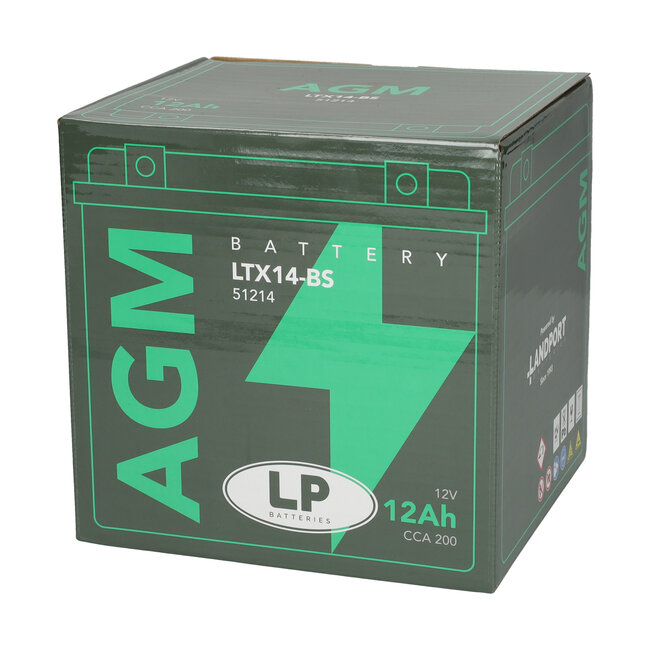 Landport (LP) LTX14-BS 12 volt 12,0 ah AGM motor accu (51214 - YTX14-BS)