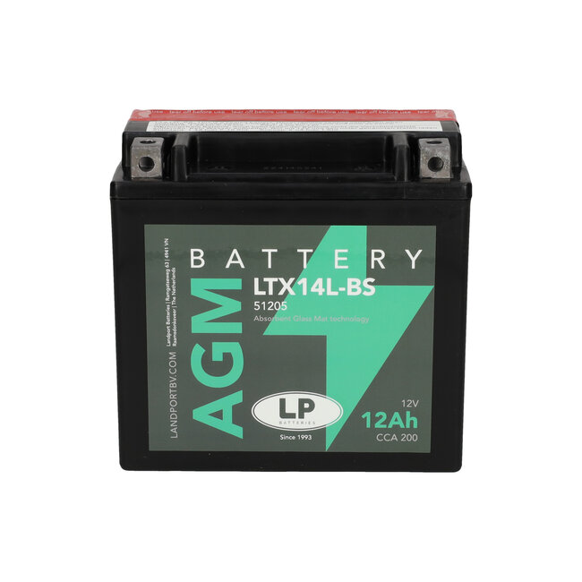 Landport (LP) LTX14L-BS 12 volt 12,0 ah AGM motor accu (51205 - YTX14L-BS)