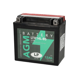 Landport (LP) LTX14L-BS 12 volt 12 ah AGM motor accu (51205 - YTX14L-BS)