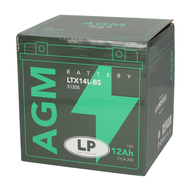 Landport (LP) LTX14L-BS 12 volt 12,0 ah AGM motor accu (51205 - YTX14L-BS)