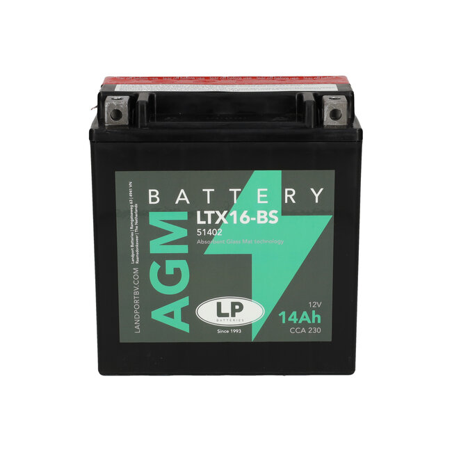 Landport (LP) LTX16-BS 12 volt 14,0 ah AGM motor accu (51402 - YTX16-BS)