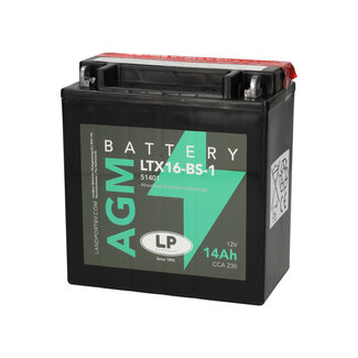 Landport (LP) LTX16-BS-1 12 volt 14 ah AGM motor accu (51401 - YTX16-BS-1)