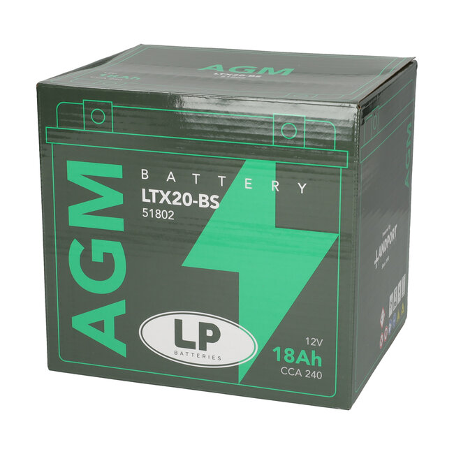 Landport (LP) LTX20-BS 12 volt 18,0 ah AGM motor accu (51802 - YTX20-BS)