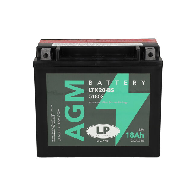 Landport (LP) LTX20-BS 12 volt 18,0 ah AGM motor accu (51802 - YTX20-BS)