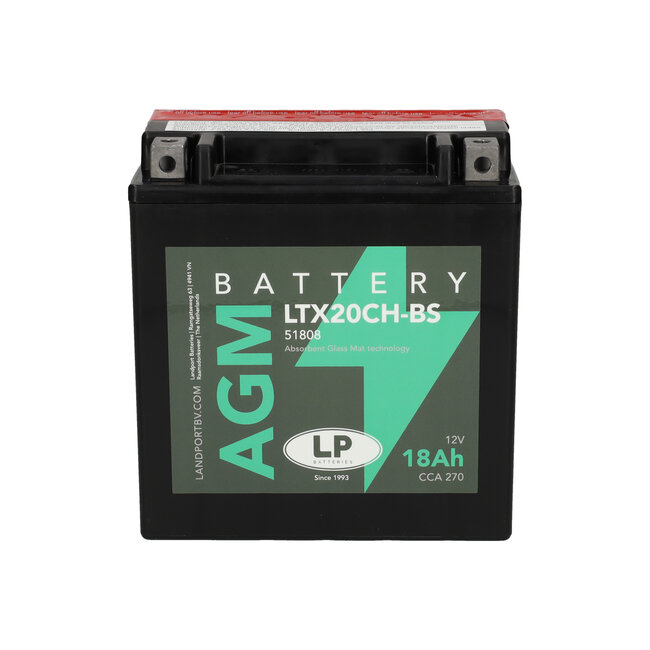 Landport (LP) LTX20CH-BS 12 volt 18,0 ah AGM motor accu (51808 - YTX20CH-BS)