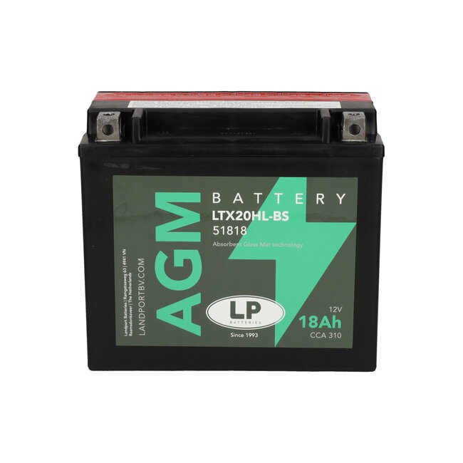 Landport (LP) LTX20HL-BS 12 volt 18,0 ah AGM motor accu (51818 - YTX20HL-BS)