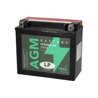 Landport (LP) LTX20HL-BS 12 volt 18 ah AGM motor accu (51818 - YTX20HL-BS)
