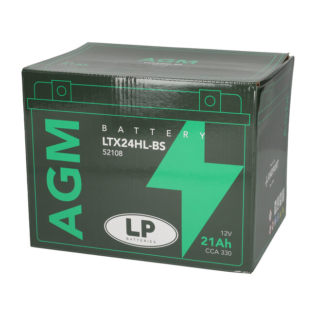 Landport (LP) LTX24HL-BS 12 volt 21,0 ah AGM motor accu (52108 - YTX24HL-BS)