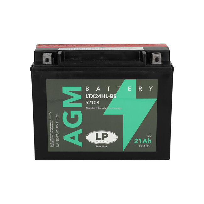 Landport (LP) LTX24HL-BS 12 volt 21,0 ah AGM motor accu (52108 - YTX24HL-BS)