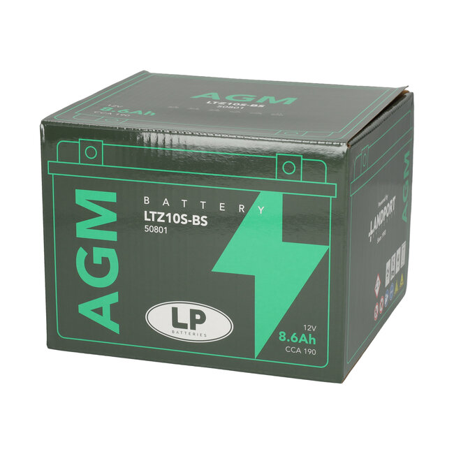 Landport (LP) LTZ10S-BS 12 volt 8,6 ah AGM motor accu (50801 - YTZ10S-BS)