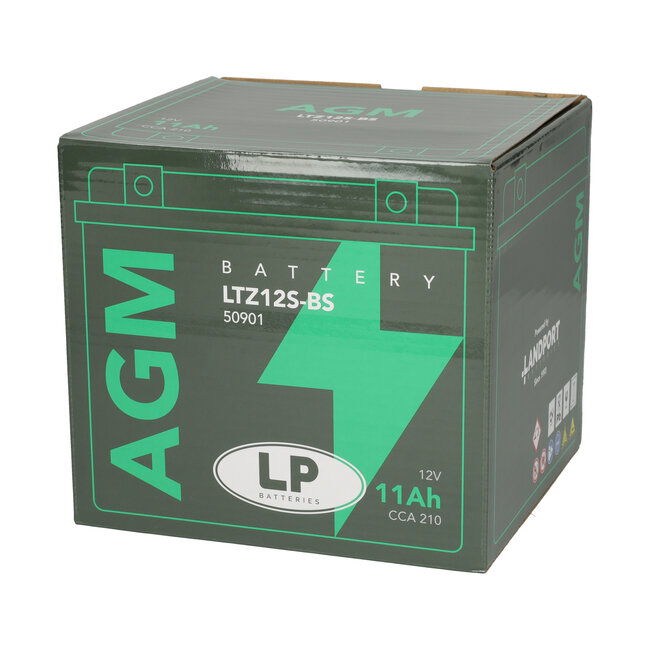 Landport (LP) LTZ12S-BS 12 volt 11,0 ah AGM motor accu (50901 - YTZ12S-BS)