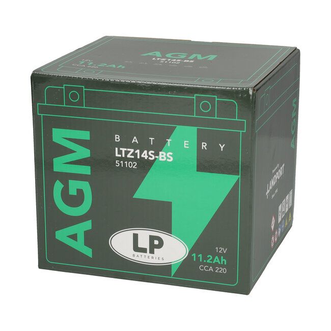 Landport (LP) LTZ14S-BS 12 volt 11,2 ah AGM motor accu (51102 - YTZ14S-BS)