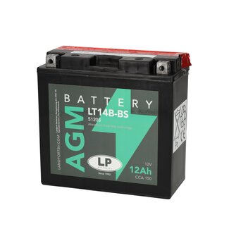 Landport (LP) LT14B-BS 12 volt 12 ah AGM motor accu (51203 - YT14B-BS)