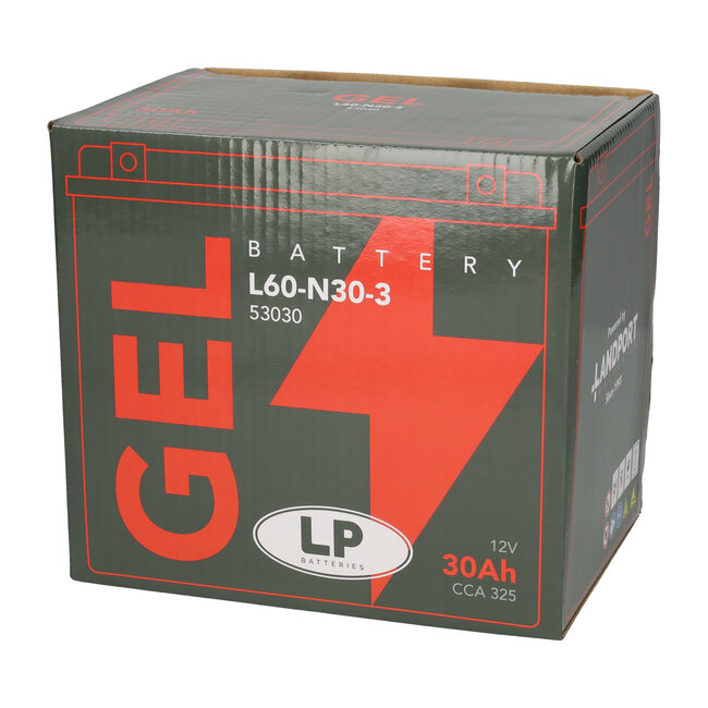 Landport (LP) L60-N30-3 motor GEL accu 12 volt 30,0 ah (53030 - G60-N30L-A)