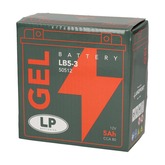 Landport (LP) LB5-3 motor GEL accu 12 volt 5,0 ah (50512 - LB5L-B)