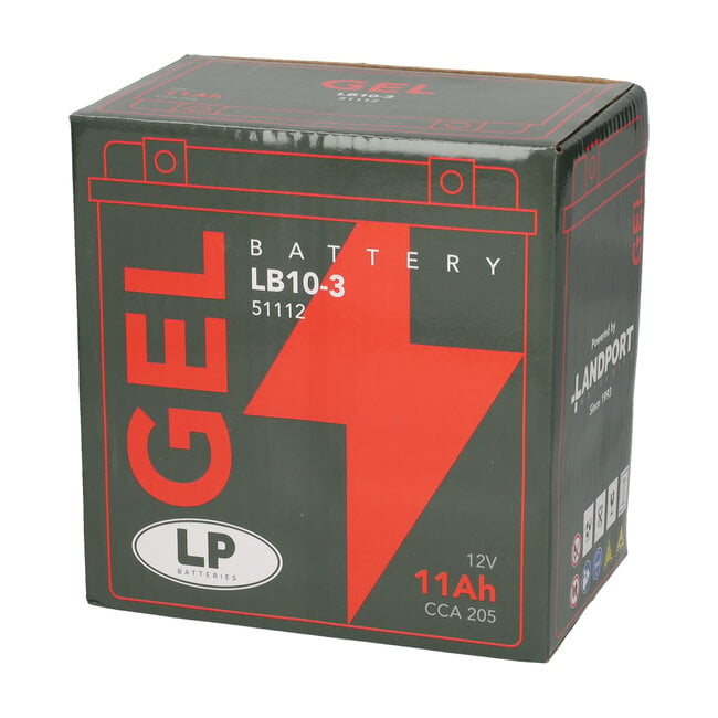 Landport (LP) LB10-3 motor GEL accu 12 volt 11,0 ah (51112 - GB10L-A2)