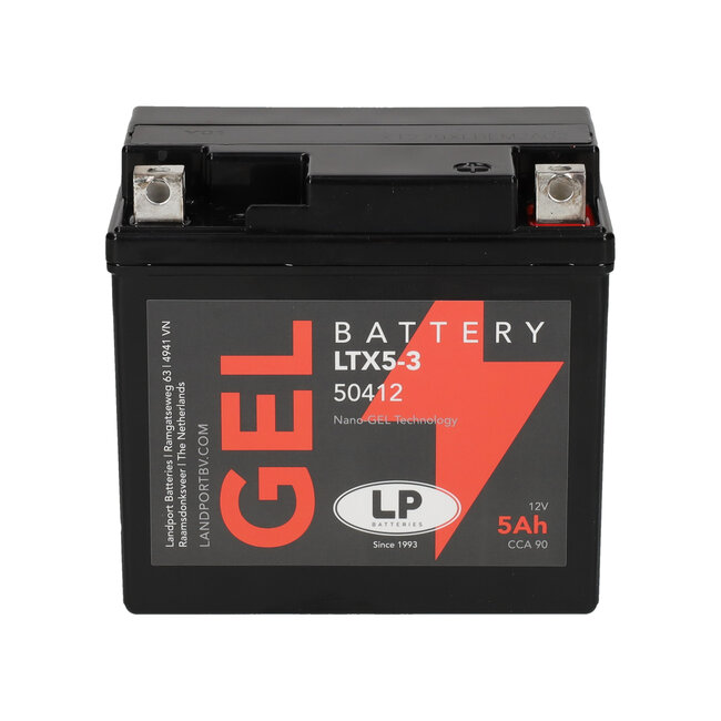 Landport (LP) LTX5-3 motor GEL accu 12 volt 5,0 ah (50412 - GTX5-3)