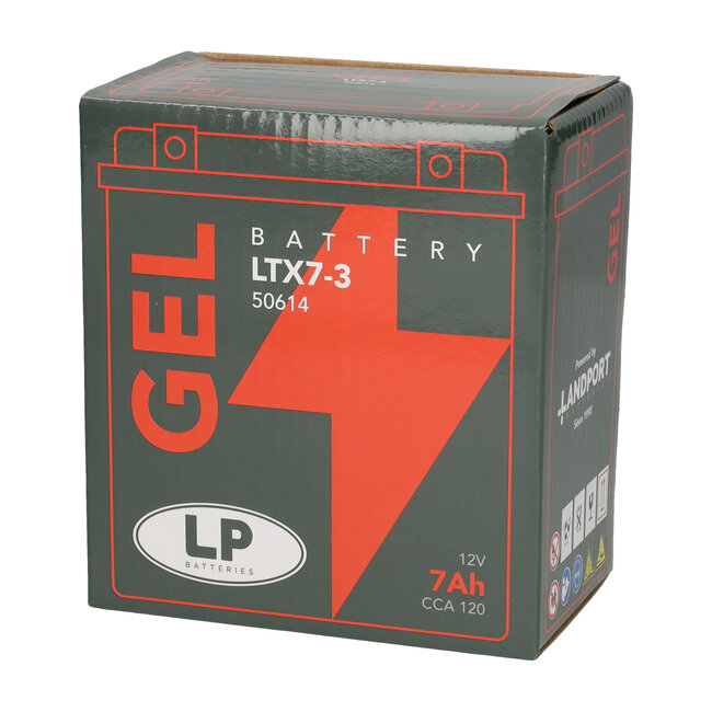 Landport (LP) LTX7-3 motor GEL accu 12 volt 7,0 ah (50614 - GTX7-3)