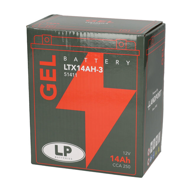 Landport (LP) LTX14AH-3 motor GEL accu 12 volt 14,0 ah (51411 - GB14L-A2)