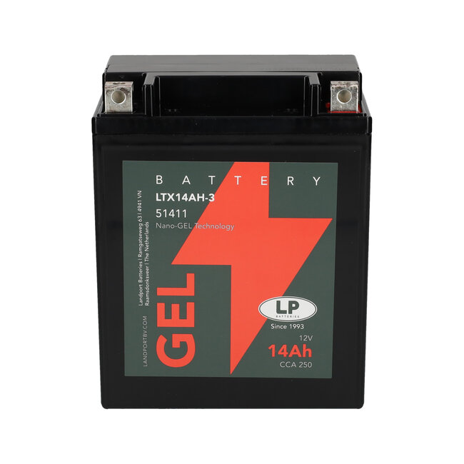 Landport (LP) LTX14AH-3 motor GEL accu 12 volt 14,0 ah (51411 - GB14L-A2)