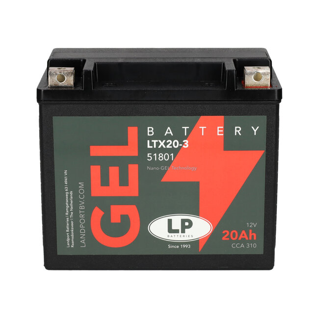 Landport (LP) LTX20-3 motor GEL accu 12 volt 20,0 ah (51801 - GTX20-3)
