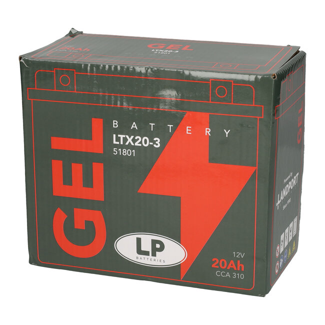 Landport (LP) LTX20-3 motor GEL accu 12 volt 20,0 ah (51801 - GTX20-3)
