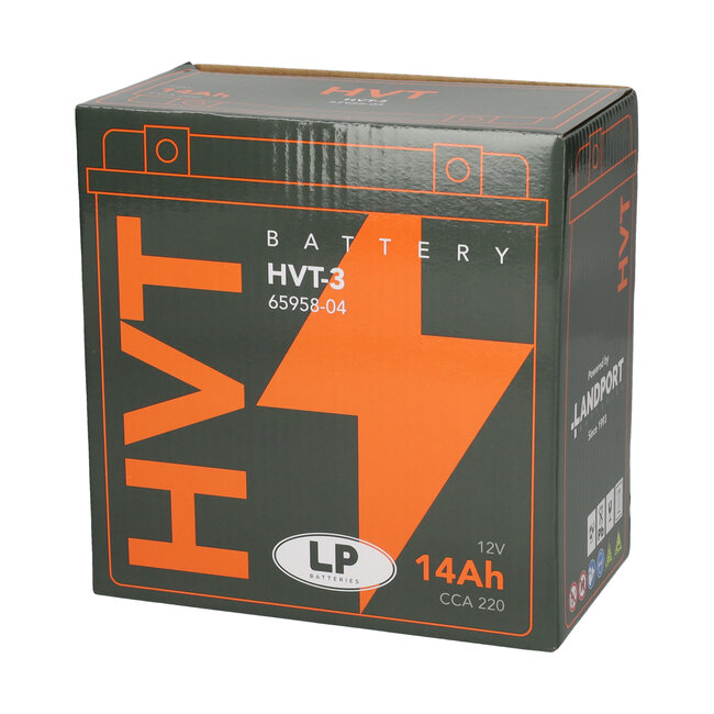 Landport (LP) HVT-3 Harley accu AGM 12 volt 14 ah (MH HVT-3) met de + rechts voor