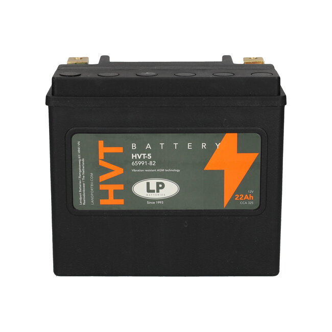 Landport (LP) HVT-5 Harley accu AGM 12 volt 22 ah (MH HVT-5) met de + links voor