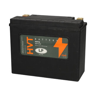 Landport (LP) HVT 6 Harley AGM accu 12 volt 23 ah type 66010-82 (MH HVT-6) met de + rechts voor